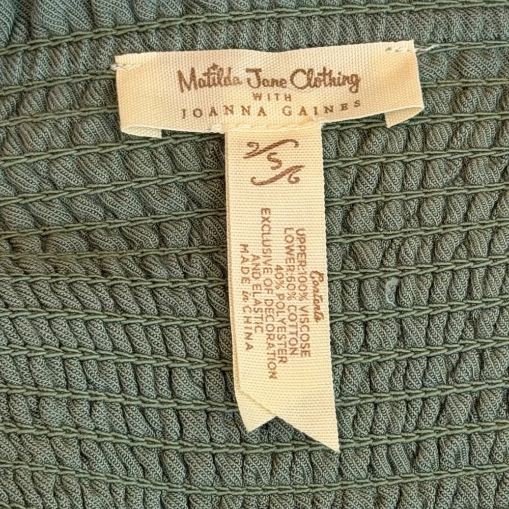 Matilda Jane Joanna Gaines Sage Green Lace Crinkle‎ Pleated Mini Dress Womens S